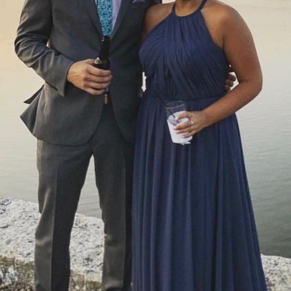 Theia Denim Blue Bridesmaid Dress - Picture 1 of 6